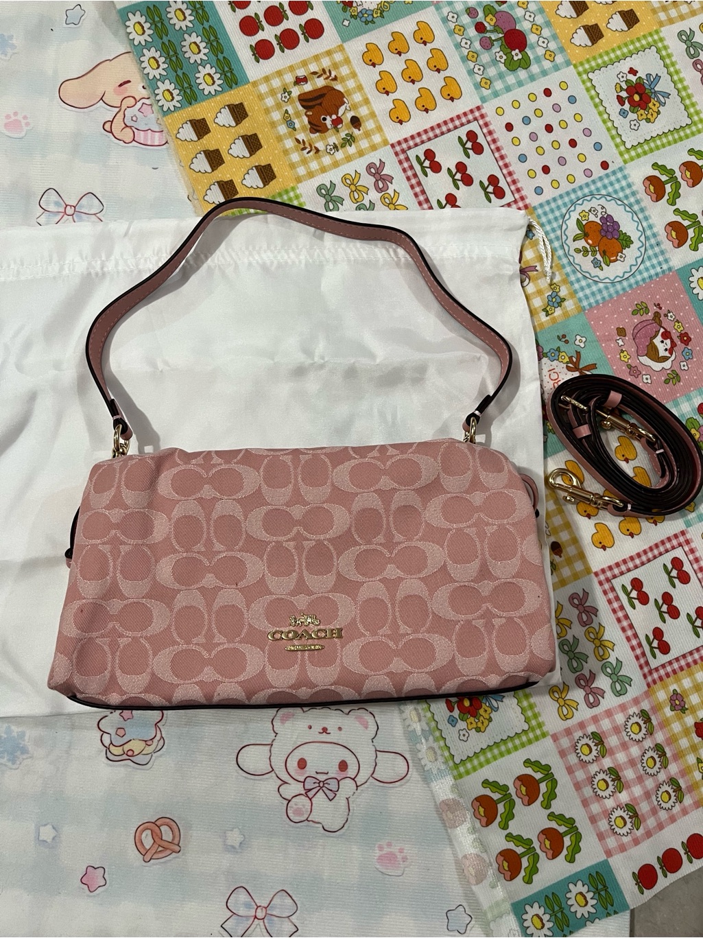 Coach Blush Pink Signature Jacquard Shoulder Bag